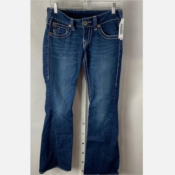 VTG Y2K True Religion USA Made Joey Big T Flare Jeans Women 27 Bell Bottom Boot - Picture 1 of 10